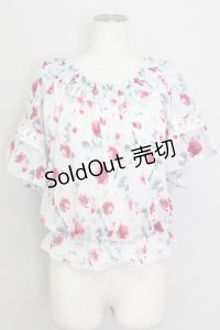 axes femme / 花柄エスパンディプルオーバー M サックス T-24-07-12-008-AX-TO-SZ-ZT314