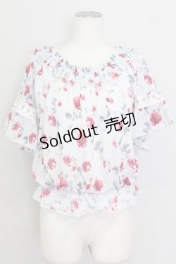 画像1: axes femme / 花柄エスパンディプルオーバー M サックス T-24-07-12-008-AX-TO-SZ-ZT314