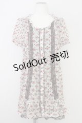 axes femme / 小花×ドットフロッキーワンピース M アカｘブラウン T-24-07-22-034-AX-OP-SZ-ZT267
