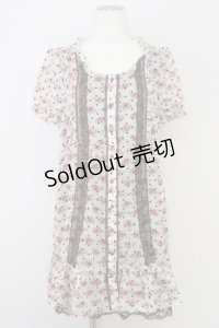axes femme / 小花×ドットフロッキーワンピース M アカｘブラウン T-24-07-22-034-AX-OP-SZ-ZT267