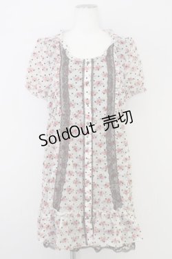 画像1: axes femme / 小花×ドットフロッキーワンピース M アカｘブラウン T-24-07-22-034-AX-OP-SZ-ZT267
