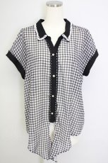 画像1: axes femme / ギンガム柄シャツ M 黒 T-24-07-23-007-AX-BL-SZ-ZT268 (1)