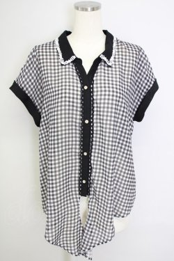 画像1: axes femme / ギンガム柄シャツ M 黒 T-24-07-23-007-AX-BL-SZ-ZT268