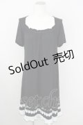 Ozz oneste /裾薔薇刺繍パフ袖ワンピース  黒 T-24-08-02-022-OO-OP-SZ-ZT337