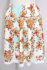 Jane Marple /フルーツバスケット柄スカート  白 T-24-08-04-025-JM-SK-SZ-ZT326