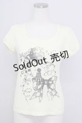 PEACE NOW / リボン&ガールプリント半袖カットソー  イエローｘ黒 T-24-08-09-007-PU-TO-SZ-ZT316