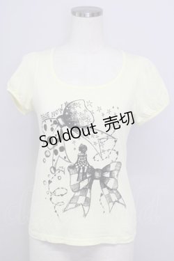 画像1: PEACE NOW / リボン&ガールプリント半袖カットソー  イエローｘ黒 T-24-08-09-007-PU-TO-SZ-ZT316
