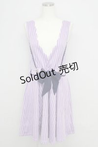 axes femme POETIQUE / ストライプジャンパースカート  ラベンダー×紺 T-24-08-09-018-AX-OP-SZ-ZT256