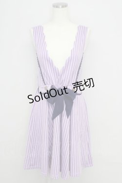 画像1: axes femme POETIQUE / ストライプジャンパースカート  ラベンダー×紺 T-24-08-09-018-AX-OP-SZ-ZT256