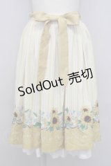 axes femme POETIQUE / ヒマワリブーケストライプスカート  イエロー T-24-08-14-008-AX-SK-AS-ZT084
