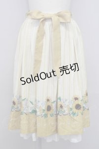 axes femme POETIQUE / ヒマワリブーケストライプスカート  イエロー T-24-08-14-008-AX-SK-AS-ZT084