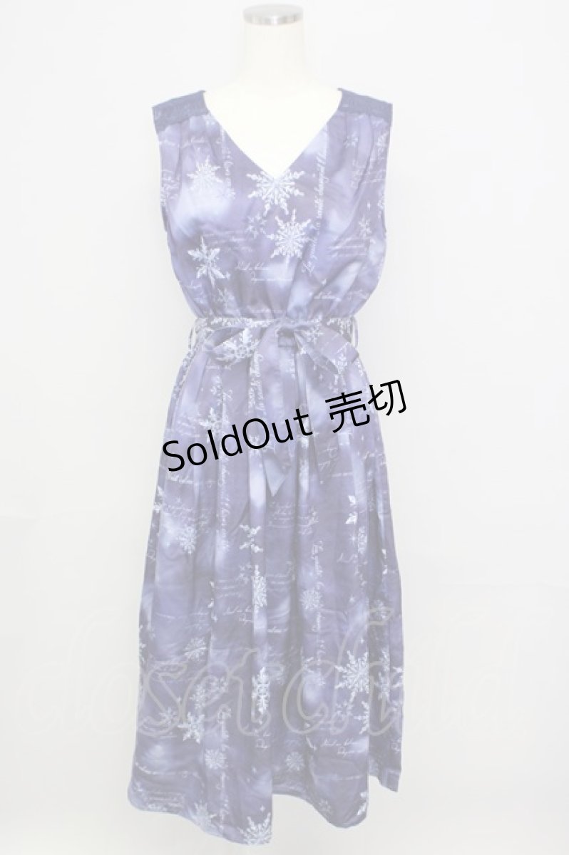 画像1: axes femme / トゥインクルスノー柄ワンピース F 紺 T-24-08-24-034-AX-OP-SZ-ZT162 (1)