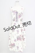 axes femme / バスケットブーケ柄ジャンスカ M クリーム T-24-08-24-039-AX-OP-SZ-ZT075