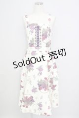 axes femme / バスケットブーケ柄ジャンスカ M クリーム T-24-08-24-039-AX-OP-SZ-ZT075
