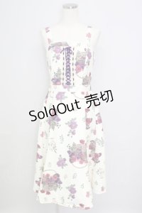 axes femme / バスケットブーケ柄ジャンスカ M クリーム T-24-08-24-039-AX-OP-SZ-ZT075