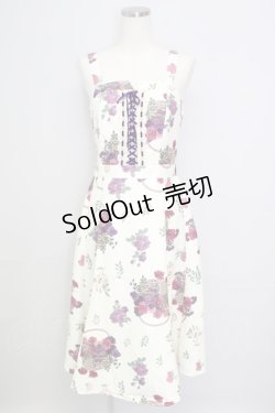 画像1: axes femme / バスケットブーケ柄ジャンスカ M クリーム T-24-08-24-039-AX-OP-SZ-ZT075