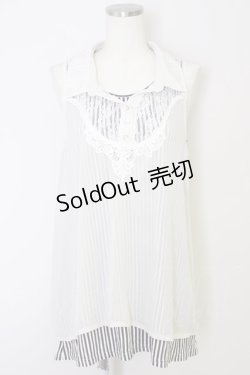 画像1: axes femme / ノースリーブブラウス  オフｘ黒ｘ白 T-24-09-04-005-AX-BL-AS-ZT106