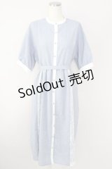 axes femme / レース切替シャツワンピース  サックス T-24-09-04-012-AX-OP-AS-ZT106