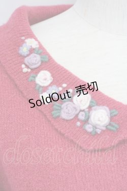 画像3: an another angelus / ローズ刺繍衿ニットカーディガン F 赤ピンク T-24-09-18-017-CA-TO-SZ-ZT369