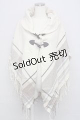 axes femme / サイドラインチェックポンチョ  ベージュ T-24-09-18-006-AX-TO-SZ-ZT356