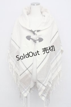 画像1: axes femme / サイドラインチェックポンチョ  ベージュ T-24-09-18-006-AX-TO-SZ-ZT356