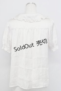 画像2: Fi.n.t / 襟刺繍スカラップ半袖サテンブラウス  アイボリーＸゴールド T-24-10-31-021-CA-BL-HD-ZT279