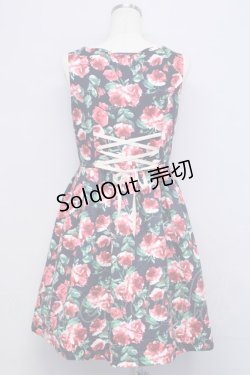 画像2: an another angelus / ローズプリントノースリーブワンピース  紺X赤X緑 T-24-10-31-036-CA-OP-HD-ZT107