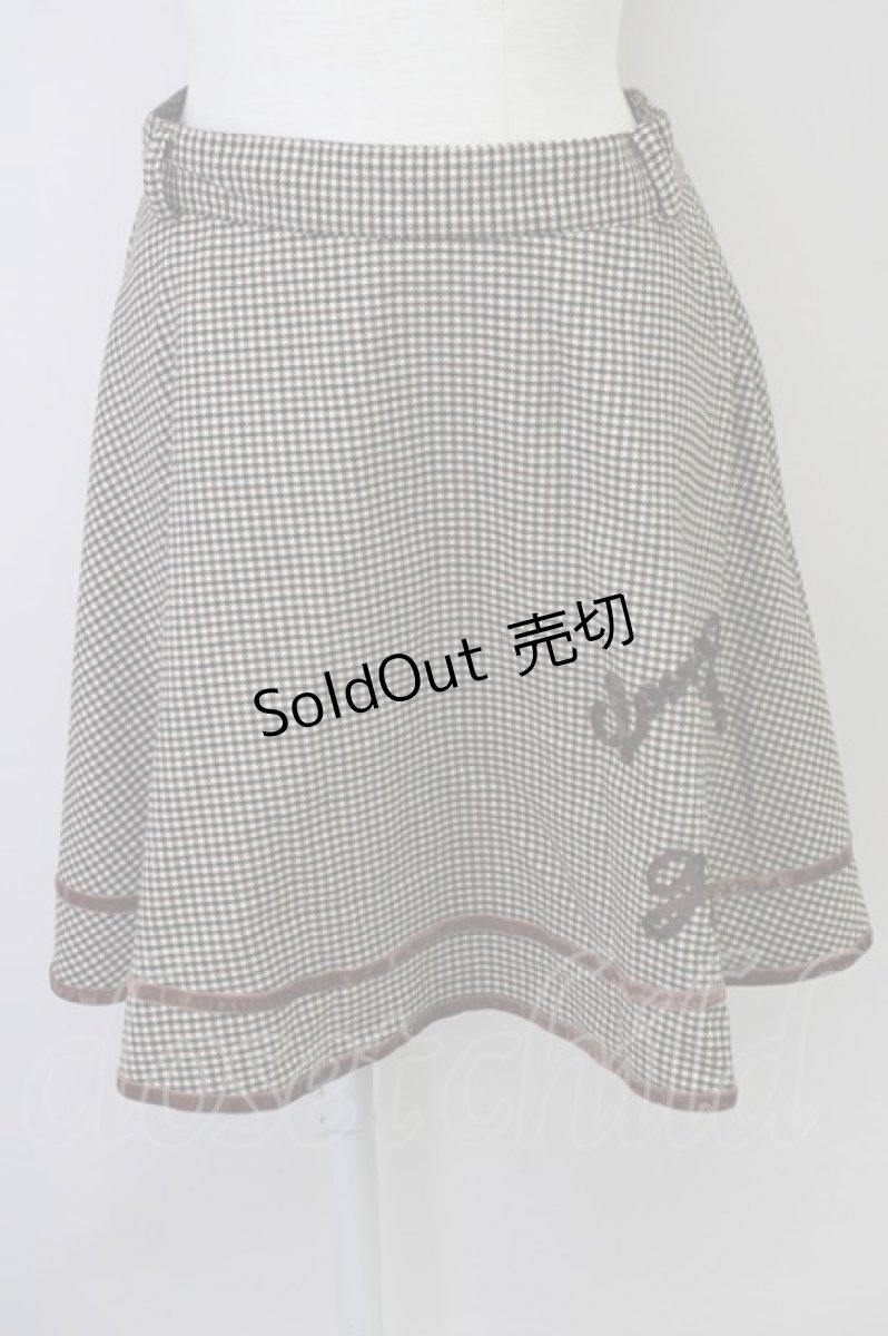 画像1: 【SALE】Fi.n.t / シェパードチェックリボン刺繍スカート  ブラウン T-24-11-03-031-CA-SK-HD-ZT138 (1)