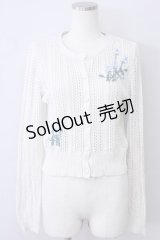 F&A / ローズ刺繍透かし編みカーディガン  アイボリーＸ青 T-24-11-07-035-LO-SK-HD-ZT144
