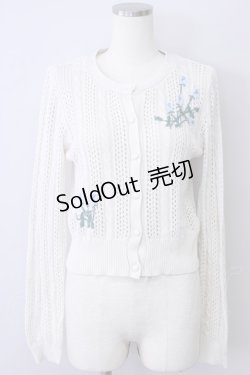 画像1: F&A / ローズ刺繍透かし編みカーディガン  アイボリーＸ青 T-24-11-07-035-LO-SK-HD-ZT144