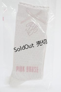 画像1: PINK HOUSE / リボンロゴソックス  ピンク T-24-11-27-056-LO-ZA-SA-ZT432