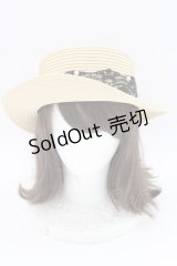 axes femme / レースリボンカンカン帽  アイボリーＸ黒 T-24-12-03-022-AX-AC-SA-ZT-K007