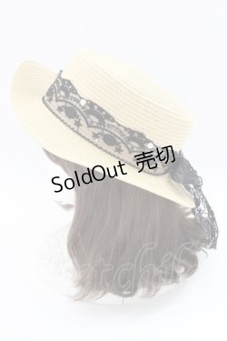 画像2: axes femme / レースリボンカンカン帽  アイボリーＸ黒 T-24-12-03-022-AX-AC-SA-ZT-K007