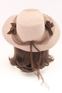 画像4: an another angelus / リボンチュール重ね大ぶりハット  ピンクXブラウン T-24-12-03-024-CA-AC-SA-ZT-K007