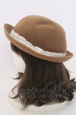 画像2: axes femme / パールレースボーラーハット  チャ T-24-12-03-001-AX-AC-SA-ZT-K007