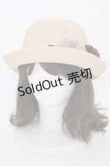 axes femme / フラワーリボン麦わらハット  アイボリー T-24-12-03-004-AX-AC-SA-ZT-K007