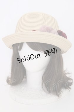 画像1: axes femme / フラワーリボン麦わらハット  アイボリー T-24-12-03-004-AX-AC-SA-ZT-K007