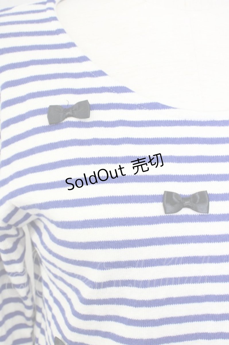 画像3: 【SALE】F i.n.t / ボーダーリボン長袖Tシャツ  ブルーストライプ T-24-12-04-028-CA-TS-HD-ZT391 (3)