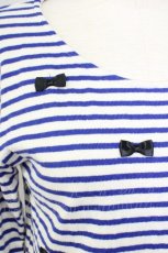 画像3: 【SALE】F i.n.t / ボーダーリボン長袖Tシャツ  ブルーストライプ T-24-12-04-028-CA-TS-HD-ZT391 (3)