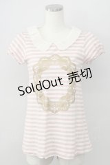 F i.n.t / 襟付きストライプトップス  ピンク T-24-12-04-008-CA-TO-HD-ZT385