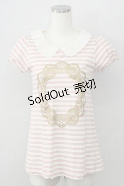 画像1: F i.n.t / 襟付きストライプトップス  ピンク T-24-12-04-008-CA-TO-HD-ZT385