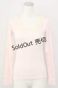 F i.n.t / レース襟付き長袖カットソー  ピンク T-24-12-04-009-CA-TO-HD-ZT385
