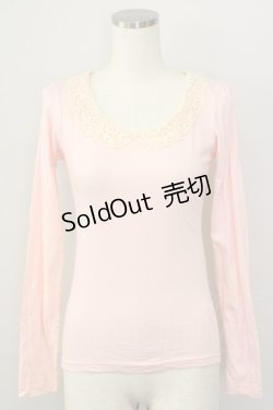 画像1: F i.n.t / レース襟付き長袖カットソー  ピンク T-24-12-04-009-CA-TO-HD-ZT385