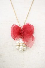 画像2: 【SALE】axes femme / パールリボンネックレス  赤Ｘゴールド T-24-12-09-016-AX-AC-HD-ZT150 (2)