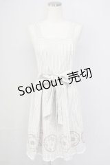 F i.n.t / 胸当て付きエプロンスカート  ベージュストライプ T-24-12-12-004-CA-SK-HD-ZT094