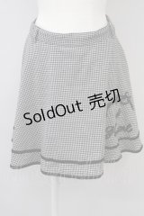 Fi.n.t / シェパードチェックリボン刺繍スカート  ブラック T-24-12-12-014-CA-SK-HD-ZT086