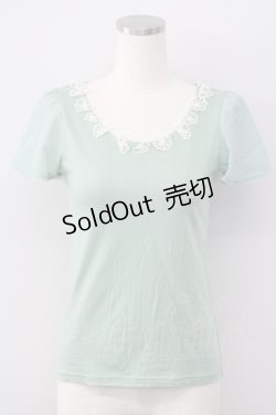 画像1: 【SALE】F i.n.t / フラワーモチーフ&シースルー袖トップス  グリーン T-24-12-13-004-CA-TO-HD-ZT104