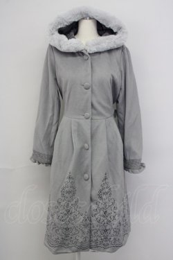 画像1: axes femme / パネル刺繍Ａラインコート M グレー T-24-12-15-006-AX-CO-SZ-ZT-C050