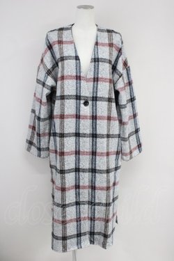 画像1: axes femme / チェックロングコート  グレー T-24-12-16-001-AX-CO-SZ-ZT-C048