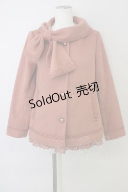 画像1: axes femme / 首元リボン裾レースコート M オレンジ T-24-12-16-007-AX-CO-SZ-ZT-C048